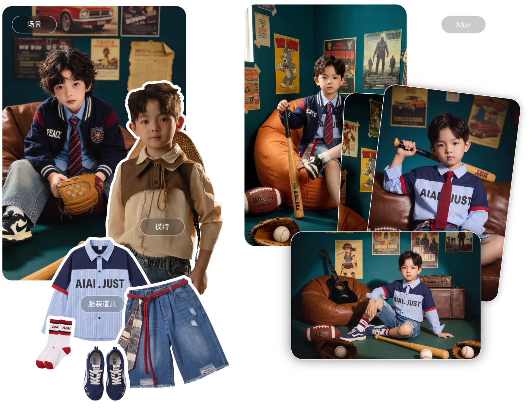 自定义场景、模特与服装道具生成创意样片